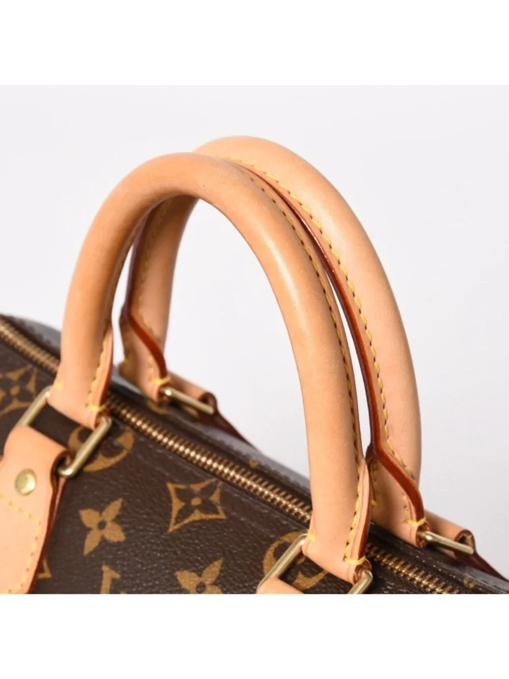 Louis Vuitton Speedy 25 Handbag Monogram Leather Brown Gold